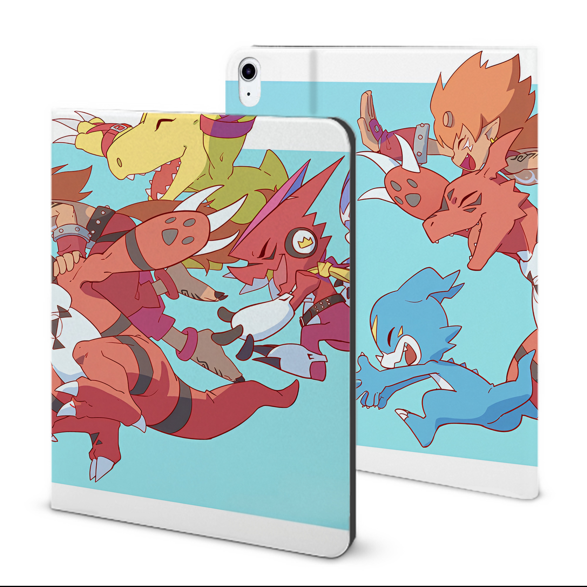 （画像用） Digimon デジタルモンスター/デジモン IPad ケース ブック型 PUレザー TPU 耐衝撃 軽量 薄型 ペン収納なし 全面保護 IPad 各モデル対応